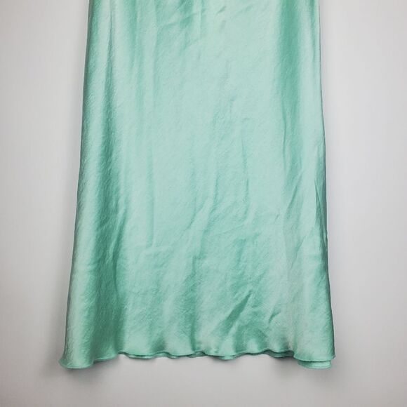 NANUSHKA Zarina Mint Washed Satin High Waist Circle Slip On Skirt Stretchy Waist - Picture 4 of 8